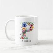 Aangepaste bloemalfabet mok cadeau als huwelijksgu (Links)