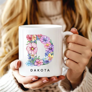 Aangepaste bloemalfabet mok, huwelijksfeest cadeau koffiemok