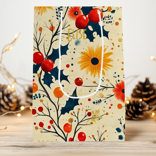 Aangepaste  Bloemen Berry Gift Bag Wijn Cadeautas