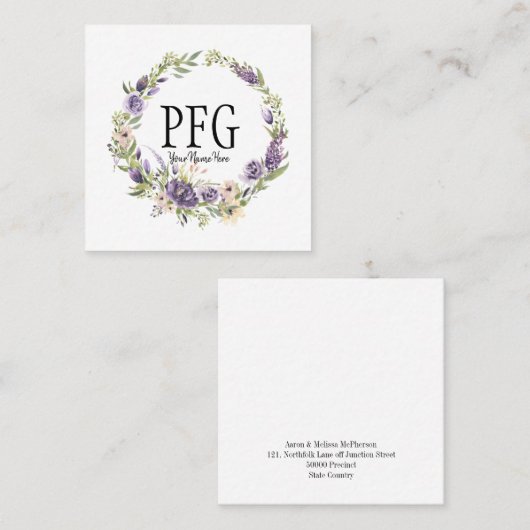 Aangepaste bloemen bloemen bloemen vierkante visitekaartje (Voorkant / Achterkant)