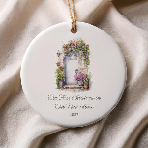 Aangepaste Bloemen Deur Eerste Kerstmis Nieuwe Hui Keramisch Ornament