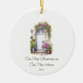 Aangepaste Bloemen Deur Eerste Kerstmis Nieuwe Hui Keramisch Ornament (Voorkant)