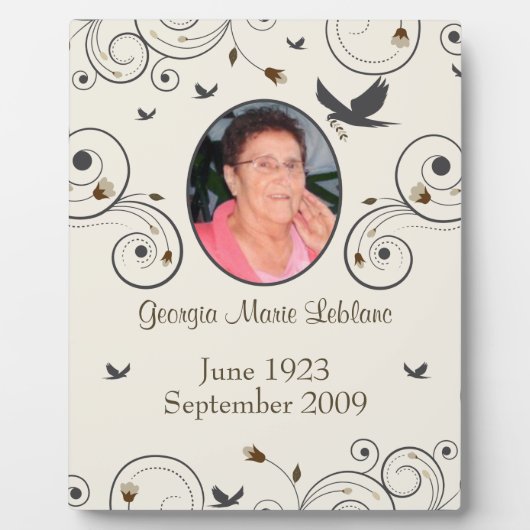 Aangepaste bloemen en kronkels Herdenkings herinne Fotoplaat (Voorkant)