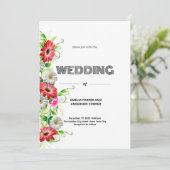 Aangepaste Bloemen en Witte Achtergrond Bruiloft Kaart (Staand voorkant)