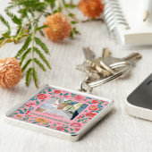 Aangepaste Bloemen Foto Valentijnse Tieners Cadeau Sleutelhanger (Zijkant)