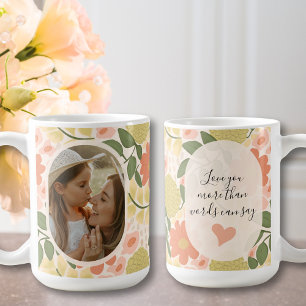 Aangepaste bloemen-fotomok – Bewerkbaar bericht  Koffiemok