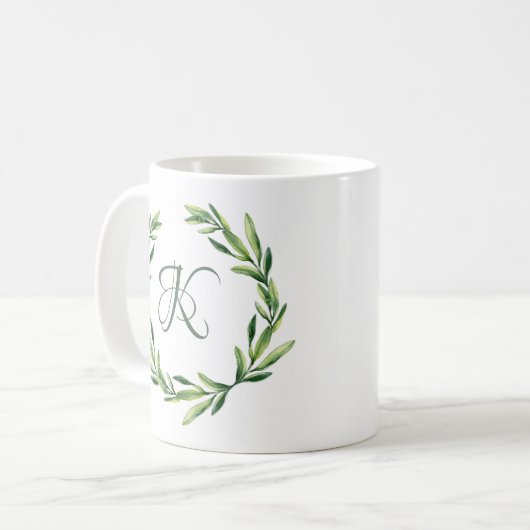 Aangepaste Bloemen Gepersonaliseerde Monogram Init Koffiemok (Voorkant links)