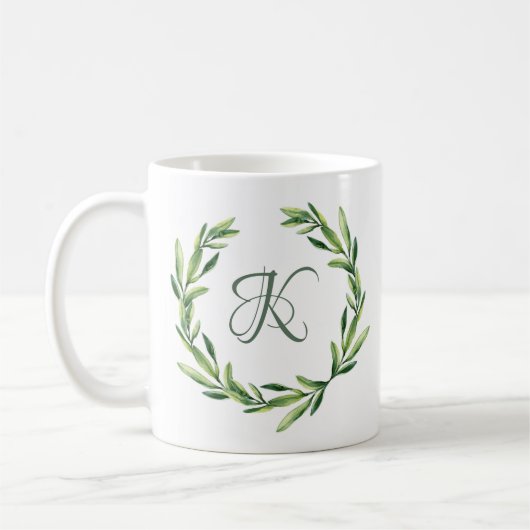 Aangepaste Bloemen Gepersonaliseerde Monogram Init Koffiemok (Links)