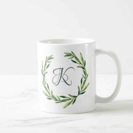 Aangepaste Bloemen Gepersonaliseerde Monogram Init Koffiemok (Rechts)