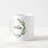 Aangepaste Bloemen Gepersonaliseerde Naam Monogram Koffiemok (Voorkant links)