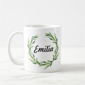 Aangepaste Bloemen Gepersonaliseerde Naam Monogram Koffiemok (Links)