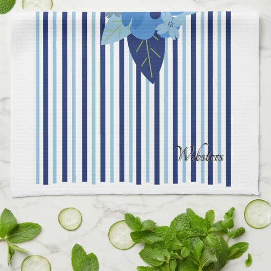 Aangepaste bloemen gestript patroon monochromatisc theedoek (Gevouwen)