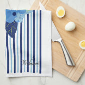 Aangepaste bloemen gestript patroon monochromatisc theedoek (Quarter Fold)