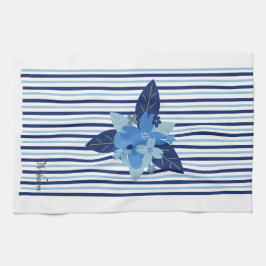 Aangepaste bloemen gestript patroon monochromatisc theedoek