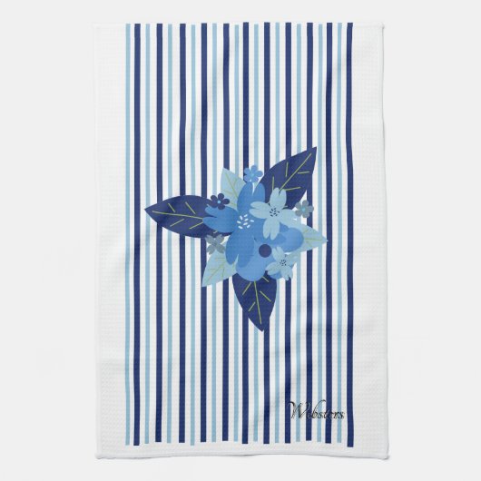 Aangepaste bloemen gestript patroon monochromatisc theedoek (Verticaal)