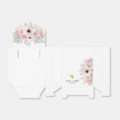 Aangepaste Bloemen Goud Hart Trouwgunstbox | Wit Bedankdoosjes (Uitgevouwen)