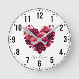 Aangepaste Bloemen Hart Muur Klok – Uniek Cadeau