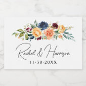 Aangepaste Bloemen Huwelijk Monogram Sparkling Wijnetiket (Enkel label)