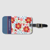 Aangepaste Bloemen Kardinaal Patroon Naam Inspiriv Bagagelabel (Voorkant (horizontaal))