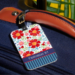 Aangepaste Bloemen Kardinaal Patroon Naam Inspiriv Bagagelabel