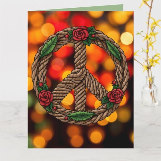 Aangepaste Bloemen Keltische Kerstknoop Vredesbord Kaart (Gele Bloem)