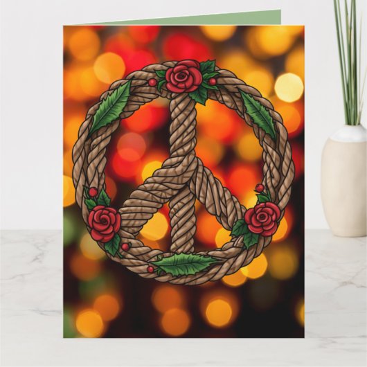 Aangepaste Bloemen Keltische Kerstknoop Vredesbord Kaart (Voorkant)