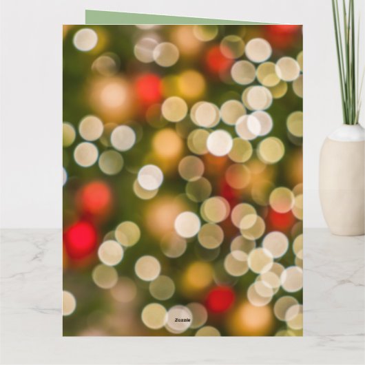 Aangepaste Bloemen Kerst Vredesbord Bokeh Lights Kaart (Achterkant)