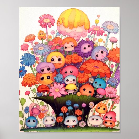 Aangepaste bloemen, kleurrijk, schattig poster (Voorkant)