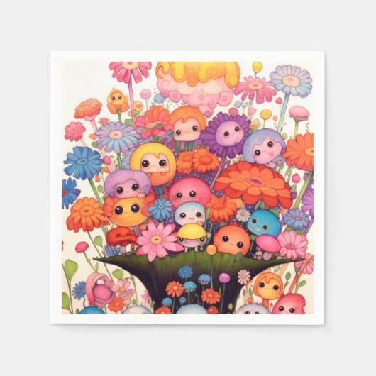 Aangepaste bloemen, kleurrijk, schattig servet (Voorkant)