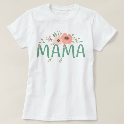 Aangepaste Bloemen Mama Design, Moederdag Gift T-shirt (Design voorkant)