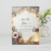 Aangepaste bloemen Mason Jar bruiloft Save The Date (Staand voorkant)