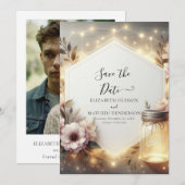 Aangepaste bloemen Mason Jar bruiloft Save The Date (Voorkant / Achterkant)