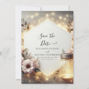 Aangepaste bloemen Mason Jar bruiloft Save The Date