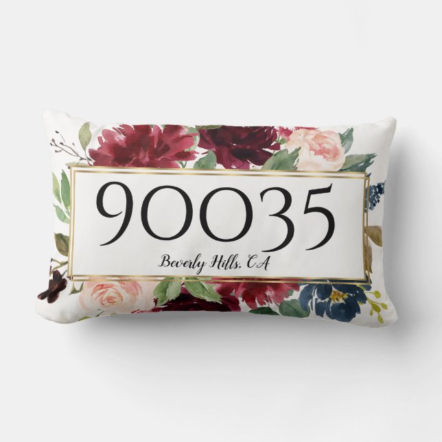 Aangepaste Bloemen Merlot Marine Gold City State Z Kussen (Voorkant)