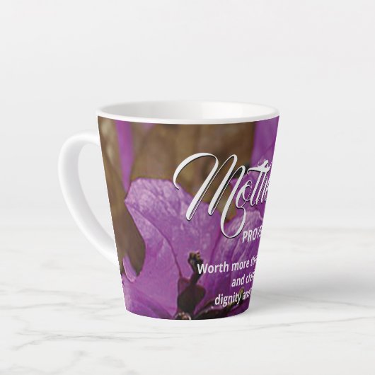 Aangepaste Bloemen MOEDER Spreuken 31 Latte Mok (Linkerhoek)