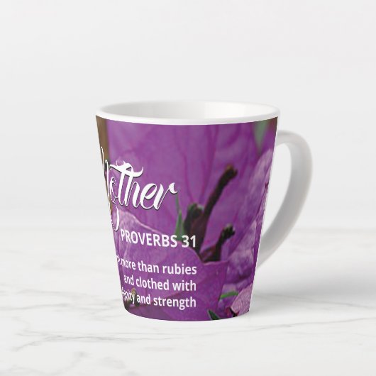 Aangepaste Bloemen MOEDER Spreuken 31 Latte Mok (Rechterhoek)