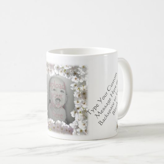 Aangepaste bloemen Mok Gepersonaliseerd Wit Blosso (Voorkant rechts)