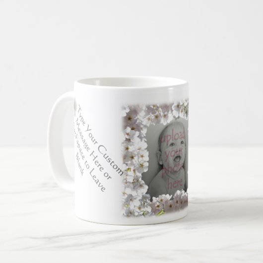 Aangepaste bloemen Mok Gepersonaliseerd Wit Blosso (Voorkant links)