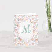 Aangepaste bloemen monogrammed notitiekaartje (Voorkant)