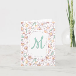 Aangepaste bloemen monogrammed notitiekaartje