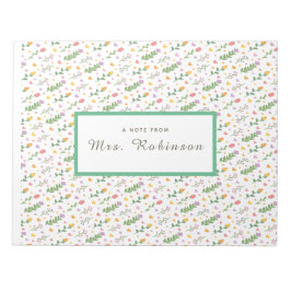 Aangepaste bloemen | Naam Elegante wilde bloem sch Notitieblok