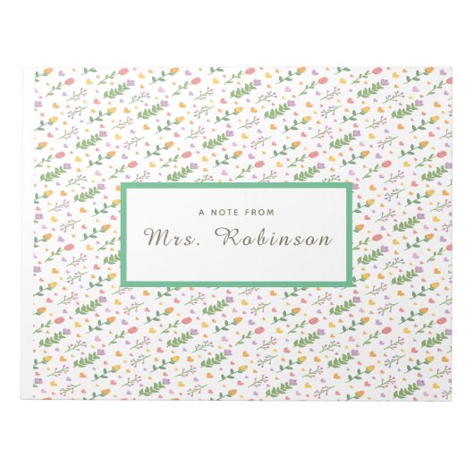 Aangepaste bloemen | Naam Elegante wilde bloem sch Notitieblok (Voorkant)