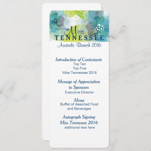 Aangepaste Bloemen Pageant Awards Brunch Programma (Voorkant / Achterkant)