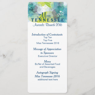 Aangepaste Bloemen Pageant Awards Brunch Programma