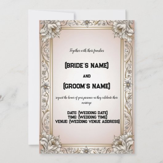 Aangepaste Bloemen Patronen Mooie bruiloft Kaart (Voorkant)