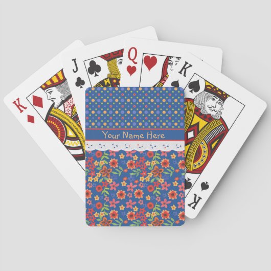 Aangepaste Bloemen Polkas Faux Kant Speelkaarten (Achterkant)