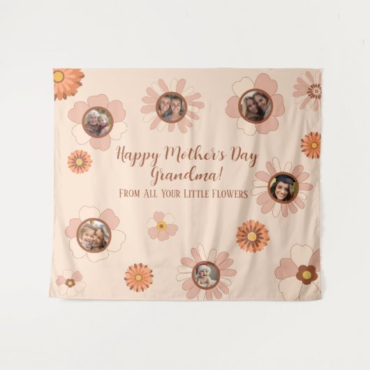 Aangepaste Bloemen Roze Oma Foto Gift 6 Pics Wandkleed (Voorkant (horizontaal))