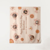 Aangepaste Bloemen Roze Oma Foto Gift 6 Pics Wandkleed (Voorkant)
