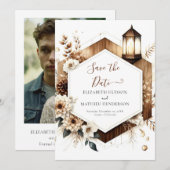 Aangepaste bloemen rustieke bruiloft save the date (Voorkant / Achterkant)