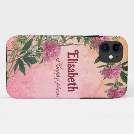 Aangepaste bloemen rustieke pioen thema gepersonal Case-Mate iPhone case (Achterkant (horizontaal))